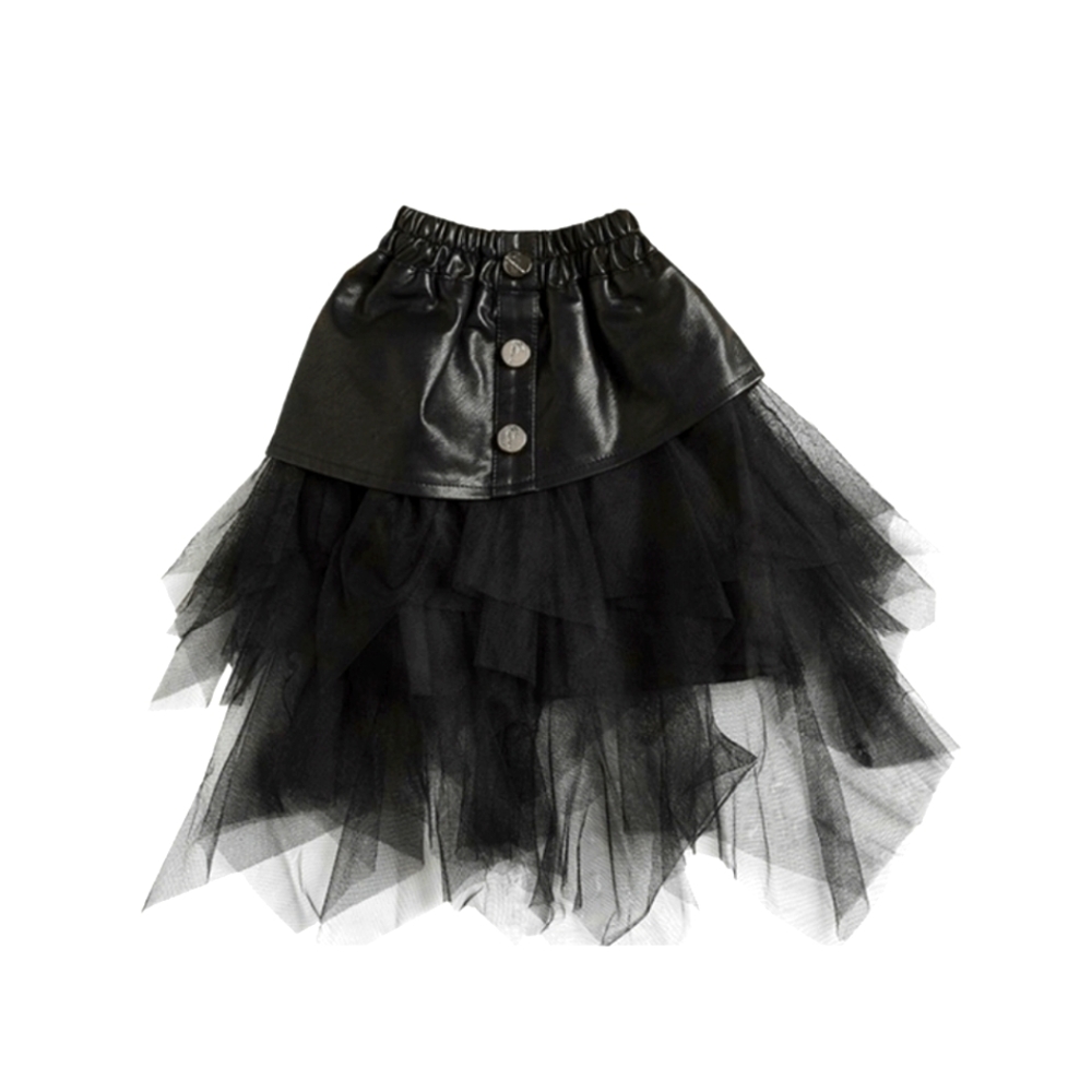 Girls Faux Leather Tulle Skirt